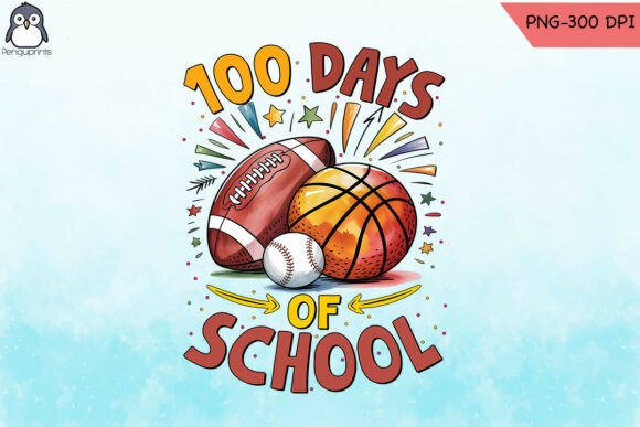 100 Days School Sports Sublimation PNG Graphics for Crafts