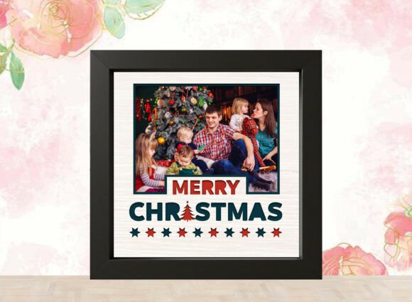 3D Christmas Shadow Box Family Photo