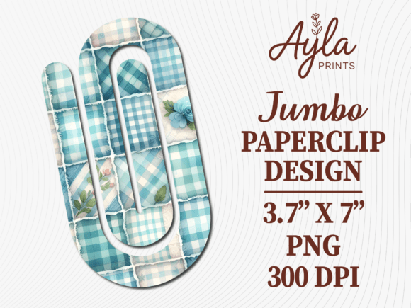 Blue Plaid Checkered Jumbo Paperclip PNG