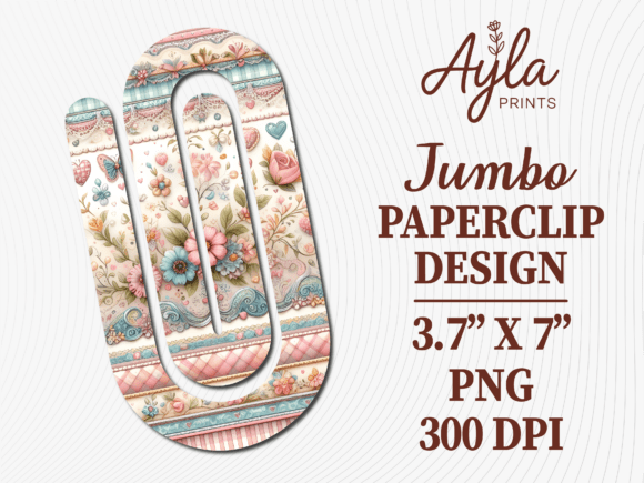 Boho Floral Lace Jumbo Paperclip Design for Graphics & Crafts