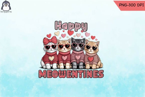 Charming Cat Lovers Valentine s Day PNG for Graphics & Crafts