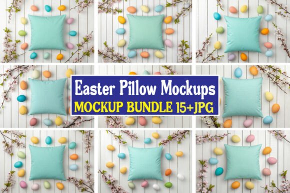 Easter Pillow Mockups Bundle 13: A Designer's Review of Graphics and Product Mockups