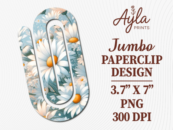 Floral Daisy Blue Jumbo Paperclip Design Graphics and Crafts Review