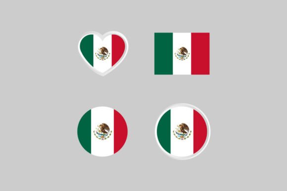 Mexico Nation Flag Collection Emblem Des Graphics and Illustrations