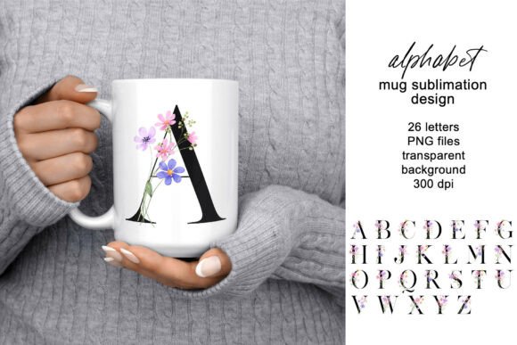 Mug Design with Monogram, Initials, PNG Graphics and Crafts
