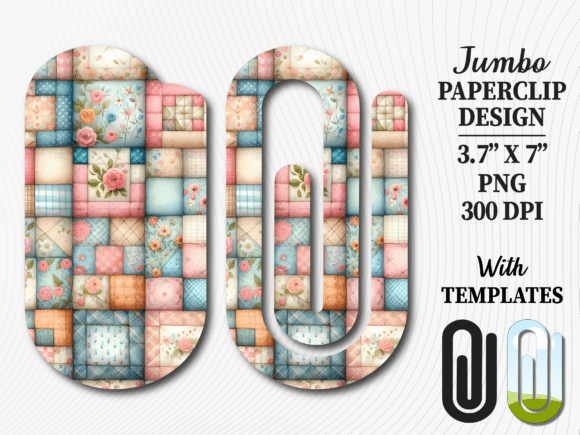 Pastel Shabby Chic Quilt Jumbo Paperclip: Graphics for Crafts