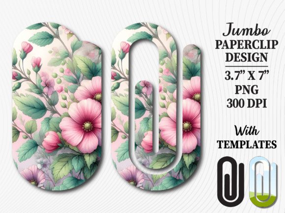 Pink Floral Watercolor Jumbo Paperclip Graphics and Crafts Review