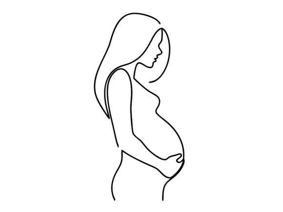Pregnant Woman One Line Vector Design for Crafts and Graphics