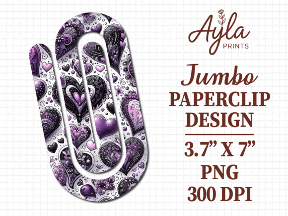Purple Love Pattern Jumbo Paperclip PNG Graphics and Crafts Review