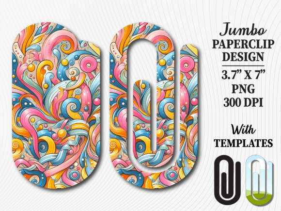 Retro Psychedelic Jumbo Paperclip PNG for Graphics and Crafts