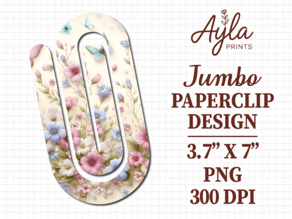 Shabby Floral Pastel Jumbo Paperclip PNG Graphics and Crafts Review