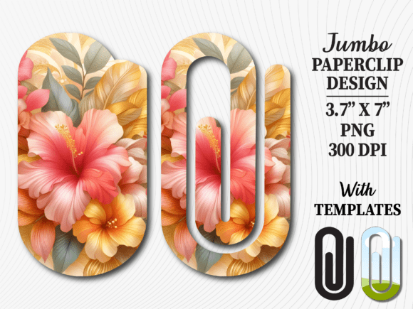 Tropical Hibiscus Flower Jumbo Paperclip Graphics and Crafts