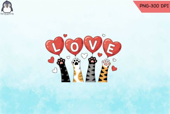 Whimsical Love Hearts and Paws PNG Graphics for Crafts